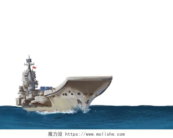 军事手绘航母战舰战斗机元素边框PNG素材